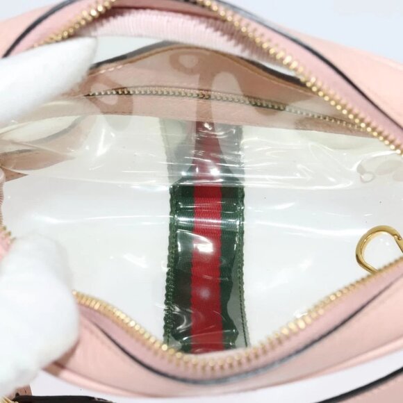 GUCCI Web Sherry Line Shoulder Bag Vinyl Clear Red Green 517350 Auth ki5631AV - Picture 11 of 16